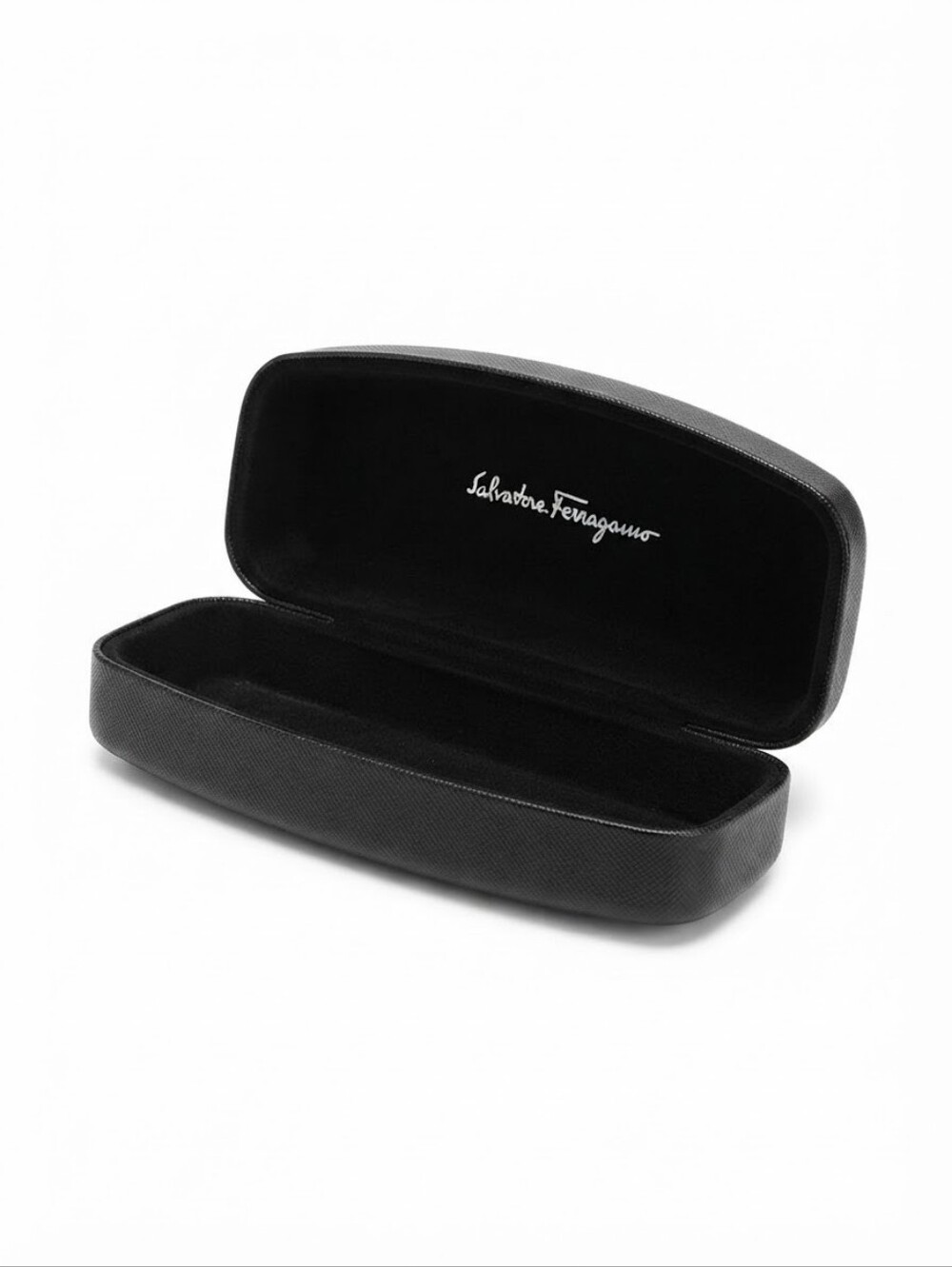 Authentic Salvatore Ferragamo Black Saffiano Textured Hard Shell Sunglasses / Ey